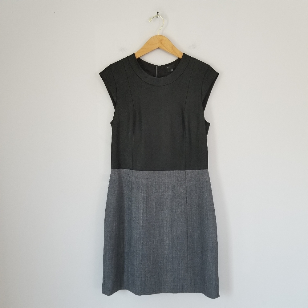 Theory Tirionne C Leather Top Career Sheath Dress Sz 10